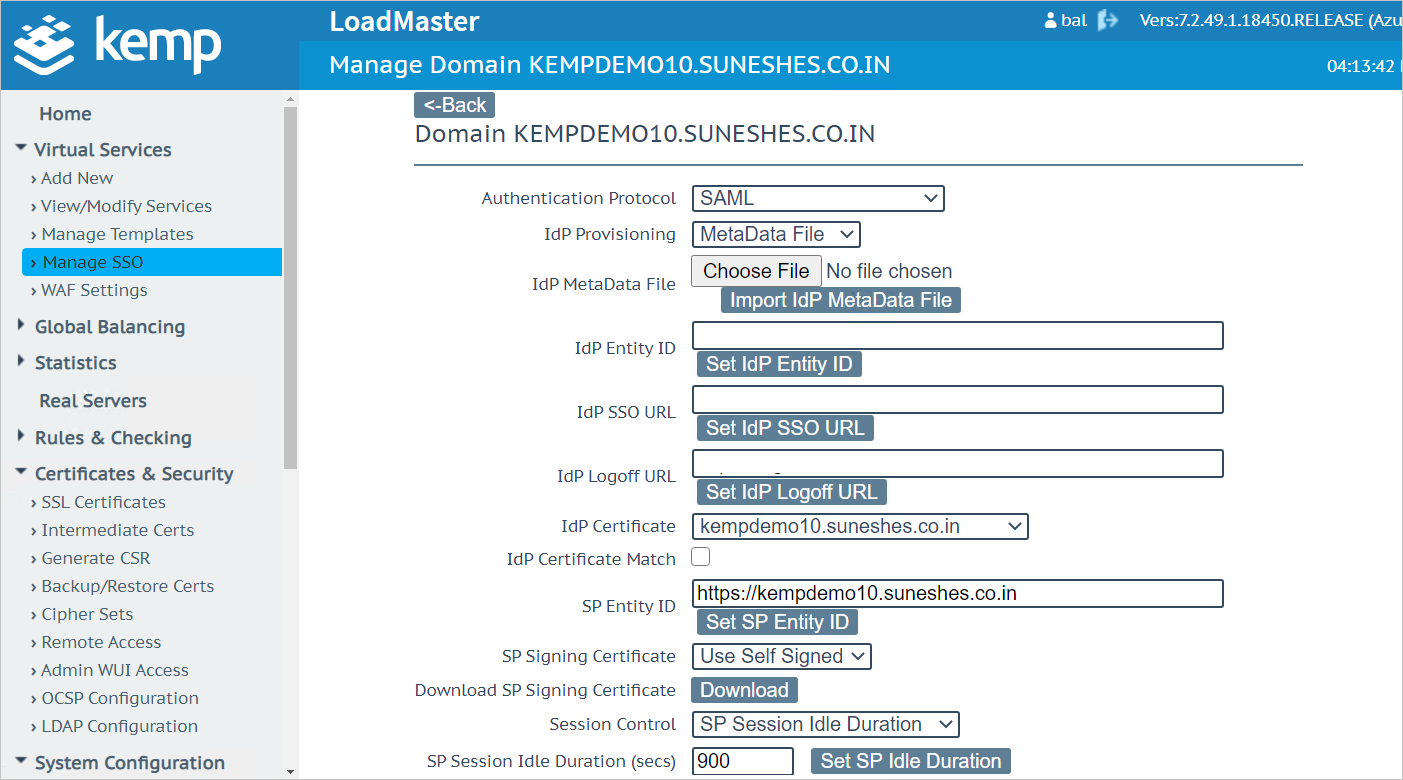 Screenshot: Seite „Manage SSO“ (SSO verwalten).