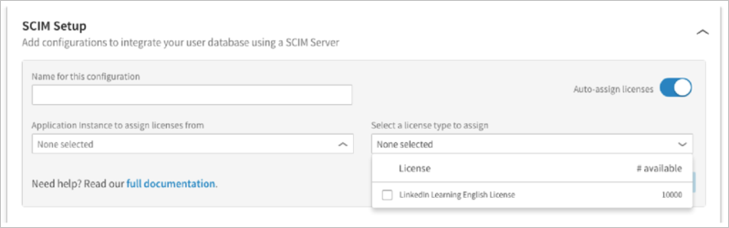 Screenshot der Seite „SCIM Setup“ (SCIM-Einrichtung).