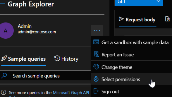 Screenshot der Option für Microsoft Graph-Einstellungen