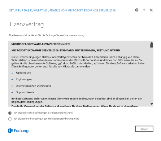 Exchange-Setup, Seite 