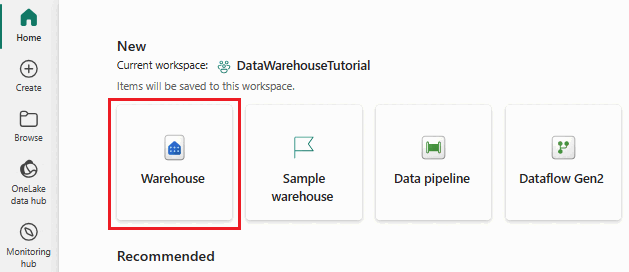 Screenshot der Karte „Warehouse“ im „Start“-Hub