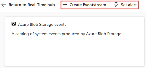 Screenshot, der den Abschnitt Aktionen auf der Detailseite der Azure Blob-Storage-Ereignisse zeigt.