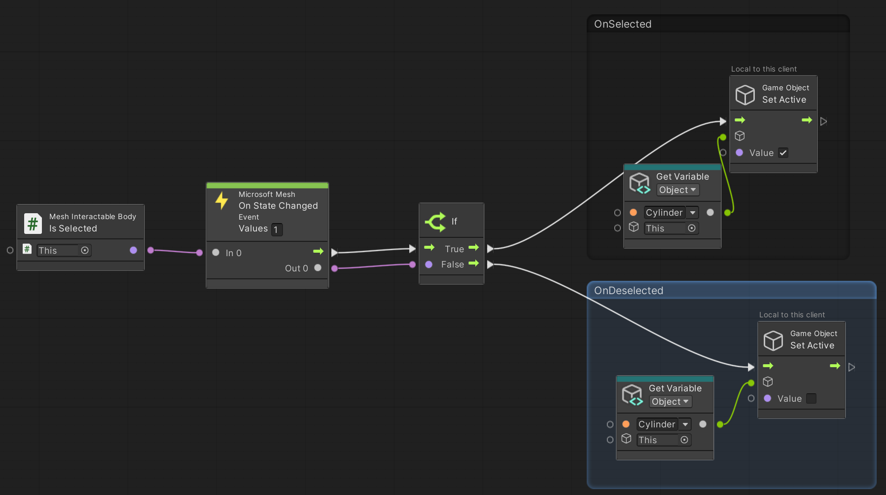 Screenshot eines Skriptdiagramms mit einem interagierbaren Gittertext ist ausgewählt.