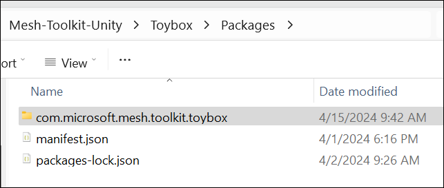 Screenshot des Toybox-Pakets in Explorer.