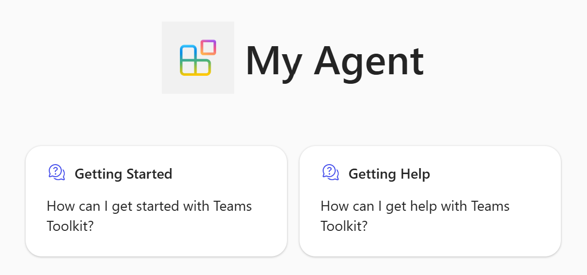 Screenshot: Konversationsstarter aus dem deklarativen Agent in Microsoft 365 Copilot