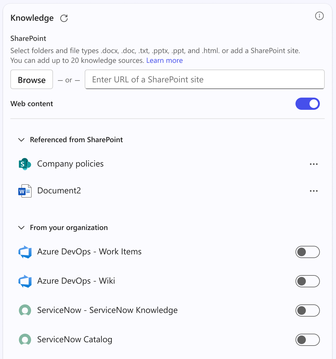 Graphconnectors in den Wissensquellen