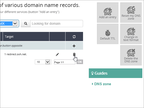 OVH löscht den MX-Eintrag.