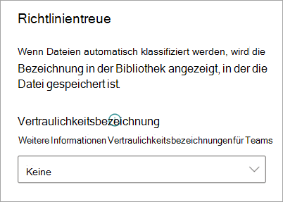 Screenshot des Bereichs „Modelleinstellungen“ zeigt das Menü „Vertraulichkeitsbezeichnung“.