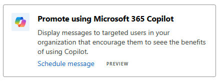 Screenshot der Empfehlungskarte für die Einführung von Microsoft 365 Copilot