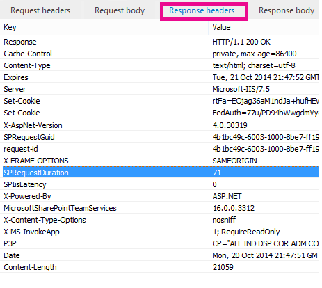 Diagramm, das die URL des Antwortheaders zeigt.