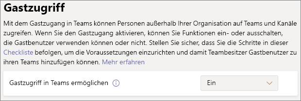 Screenshot: Umschaltfläche für den Microsoft Teams-Gastzugriff.