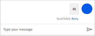 Error message in the chat bot window that says ‚Send failed. Retry.‘.
