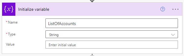 Screenshot der Aktion „Variable initialisieren“.