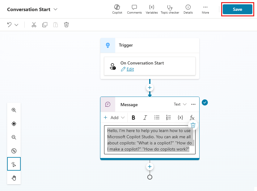 Screenshot der Position der Schaltfläche „Speichern“ auf der Registerkarte „Themen“.