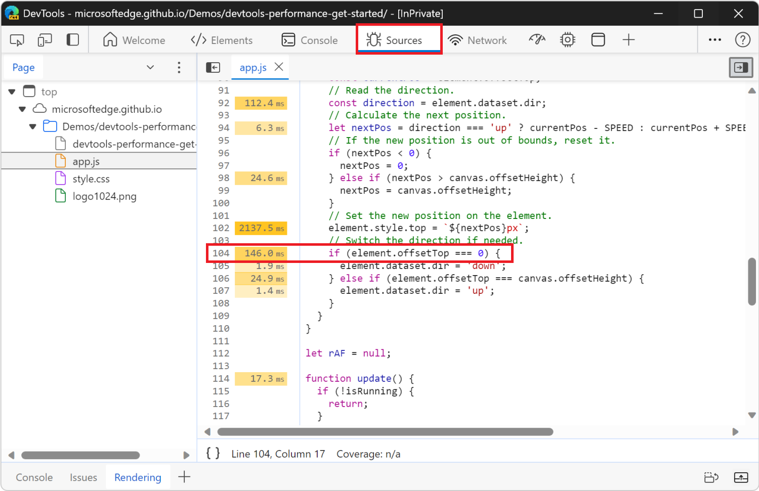 Die Codezeile, die das erzwungene Layout verursacht hat