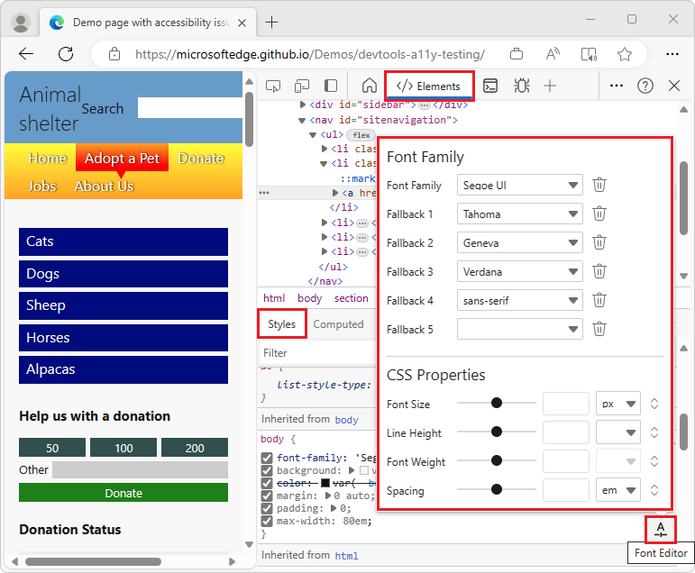 Der Visuelle Editor bereich 