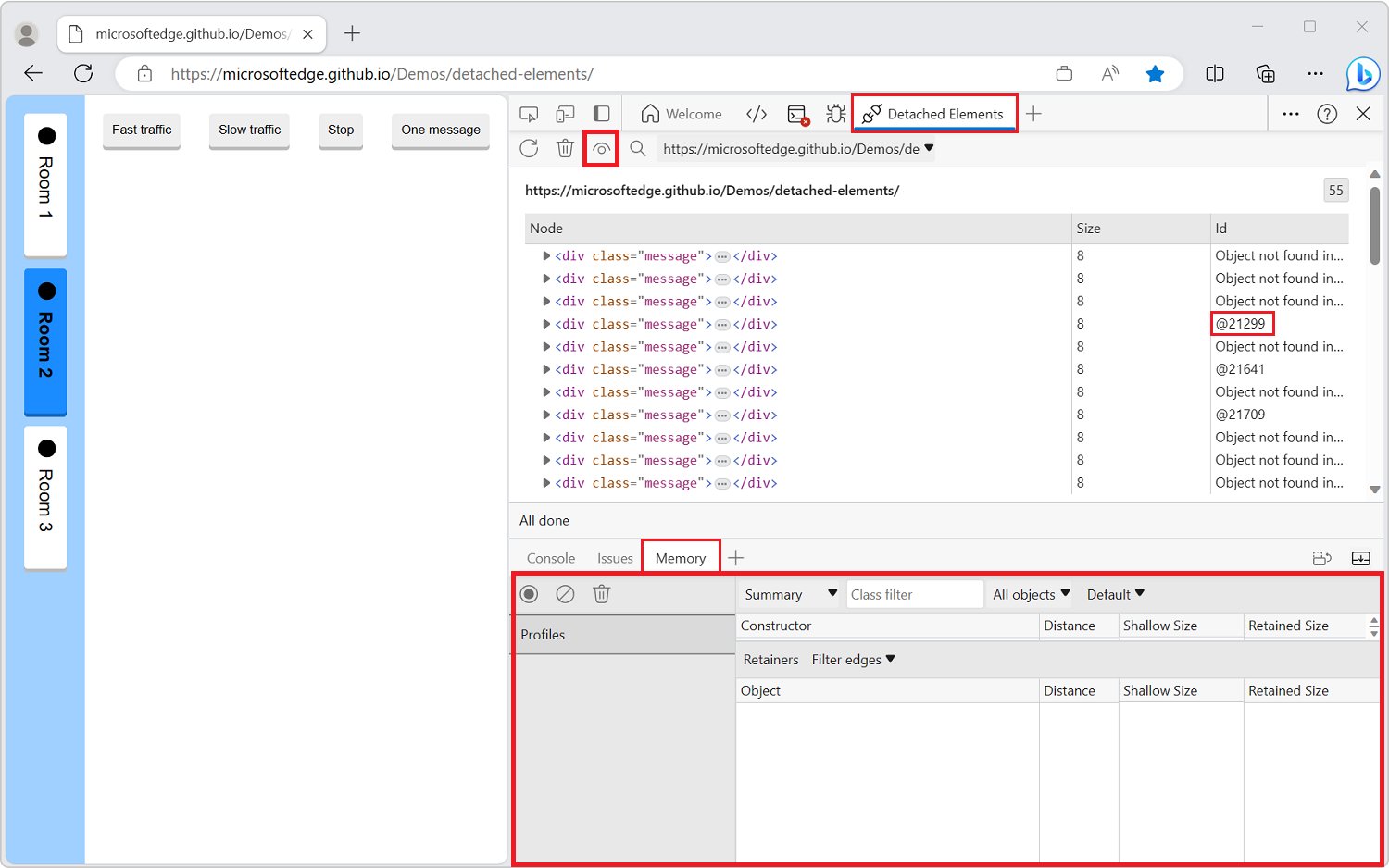 Analysieren getrennter Elemente im Tool 