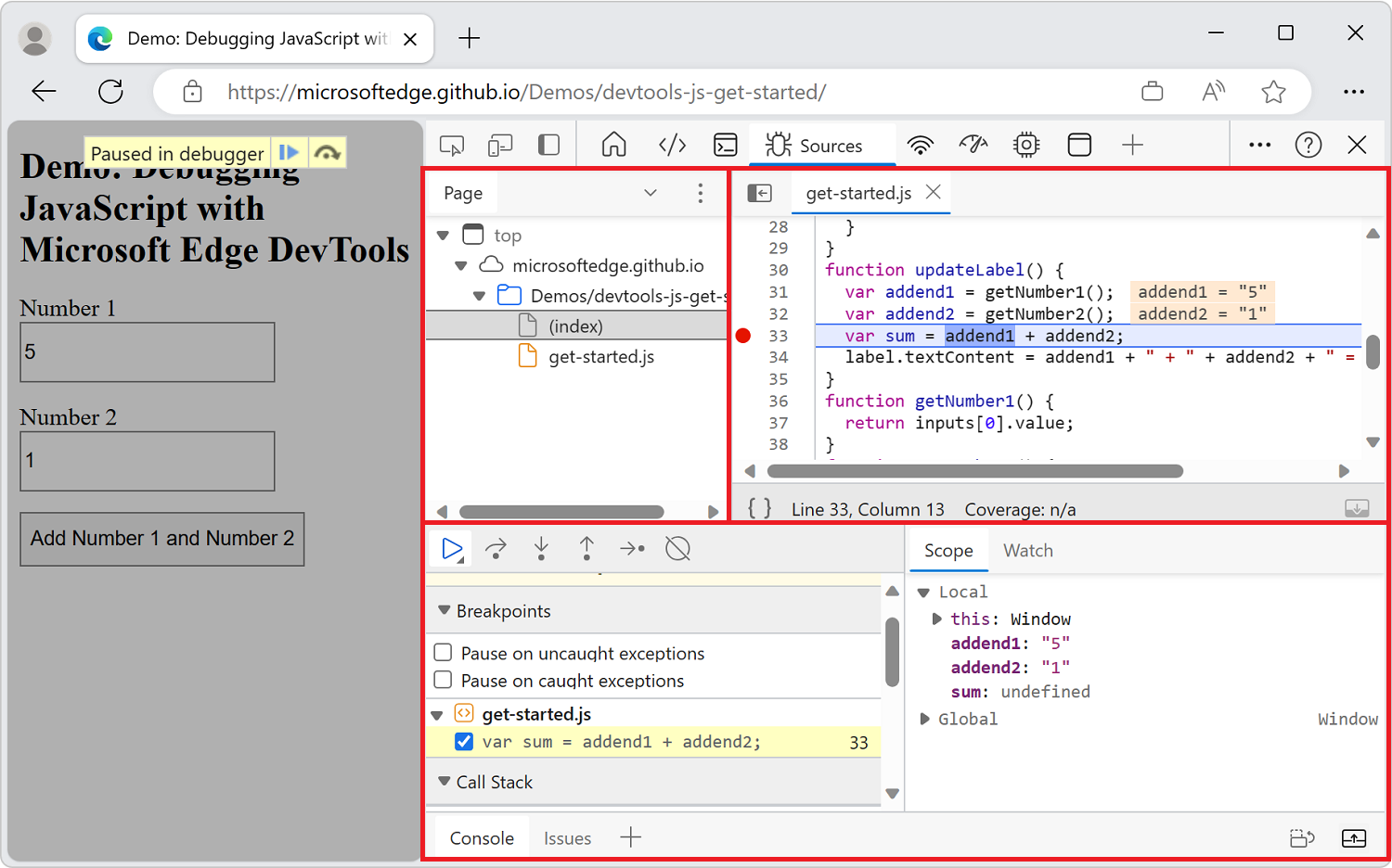 Die Bereiche des Quellentools im schmalen Layout