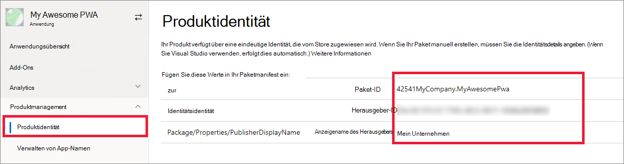 Kopieren Ihrer Herausgeberinformationen aus Microsoft Partner Center