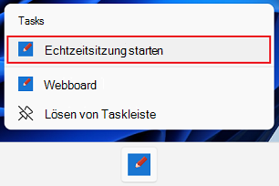 Allgemeine Aufgaben werden im Kontextmenü der Taskleiste aufgeführt.