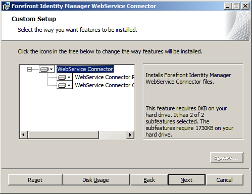 Connectoroptionen des Installations-Assistenten