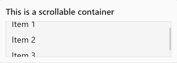 Screenshot eines scrollbaren Containers in einer adaptiven Karte auf dem Teams-Desktopclient.