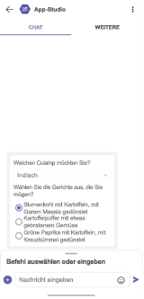 Der Screenshot zeigt, wie Text in adaptiven Karten umgebrochen wird.