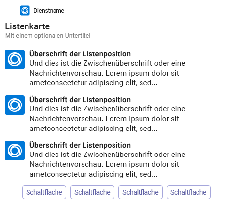 Beispiel einer adaptiven Listenkarte auf einem Mobilgerät.