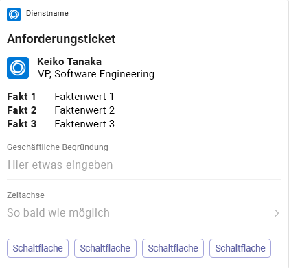 Beispiel einer adaptiven Anforderungsticketkarte auf einem Mobilgerät.