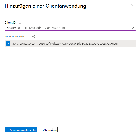 Screenshot: Hinzugefügte Client-ID