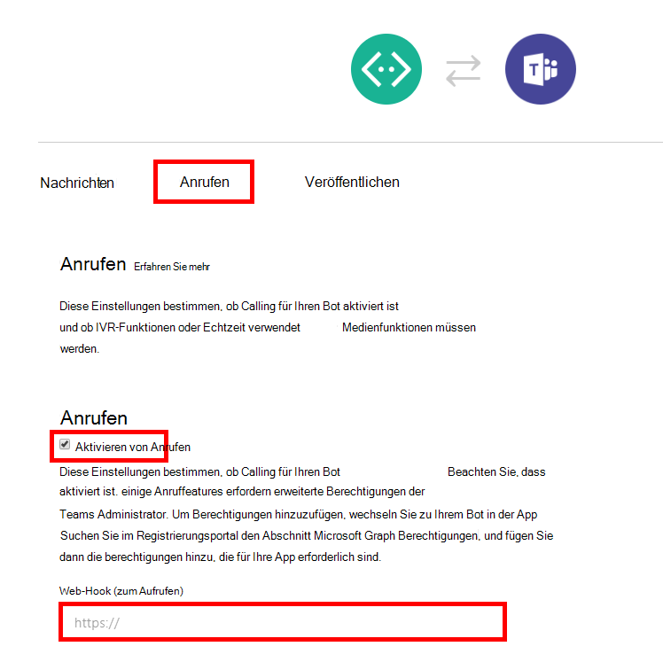 Konfigurieren der Microsoft Teams-Kanalinformationen