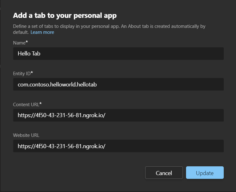 Screenshot: Abbildung mit Hello Registerkartendetails