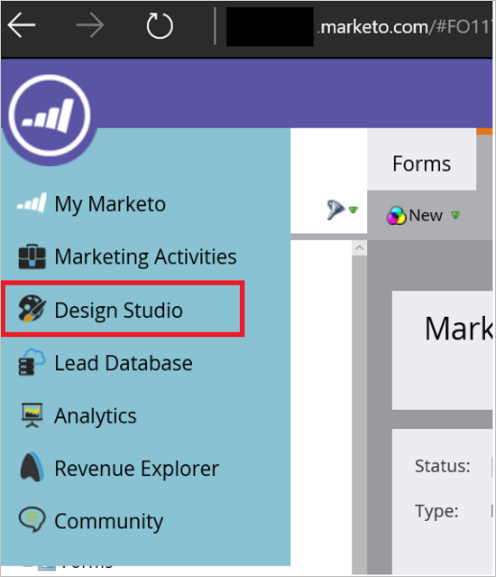 Screenshot mit Marketo Design Studio.