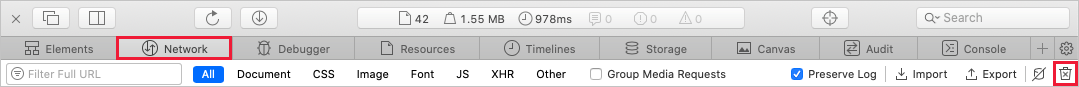 Entfernen von vorhandenen Protokollen in Safari