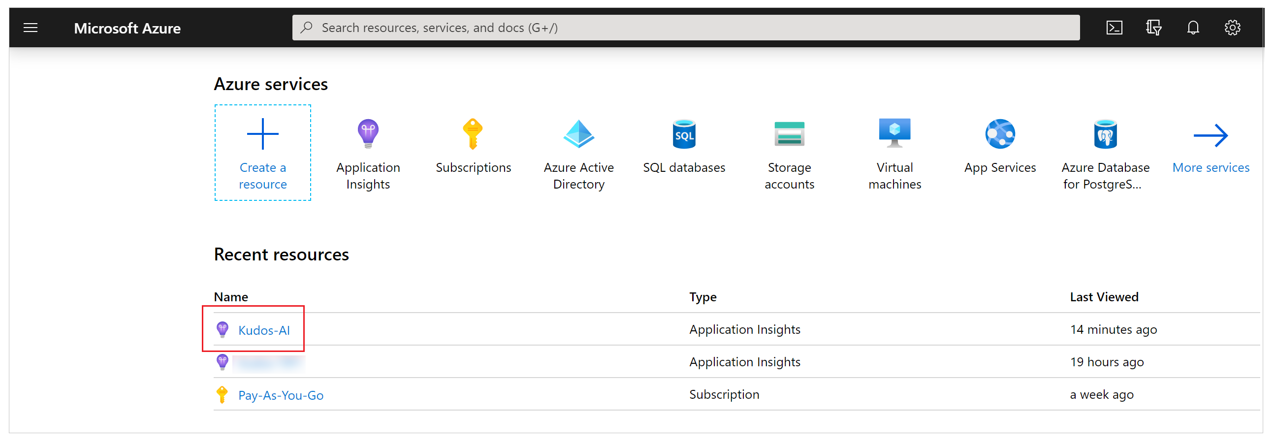 Application Insights auswählen