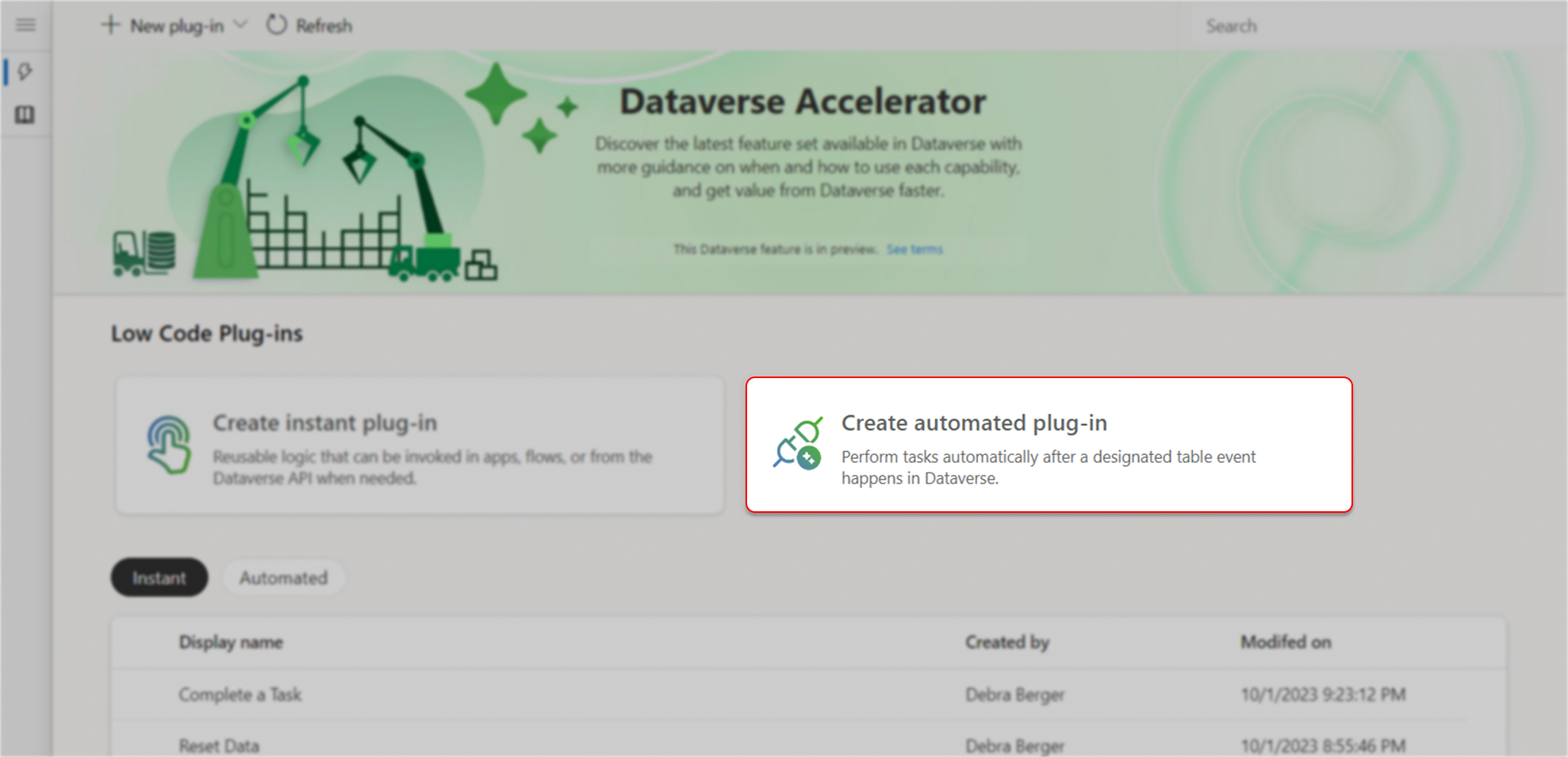 Karte „Automatisiertes Plug-In erstellen“