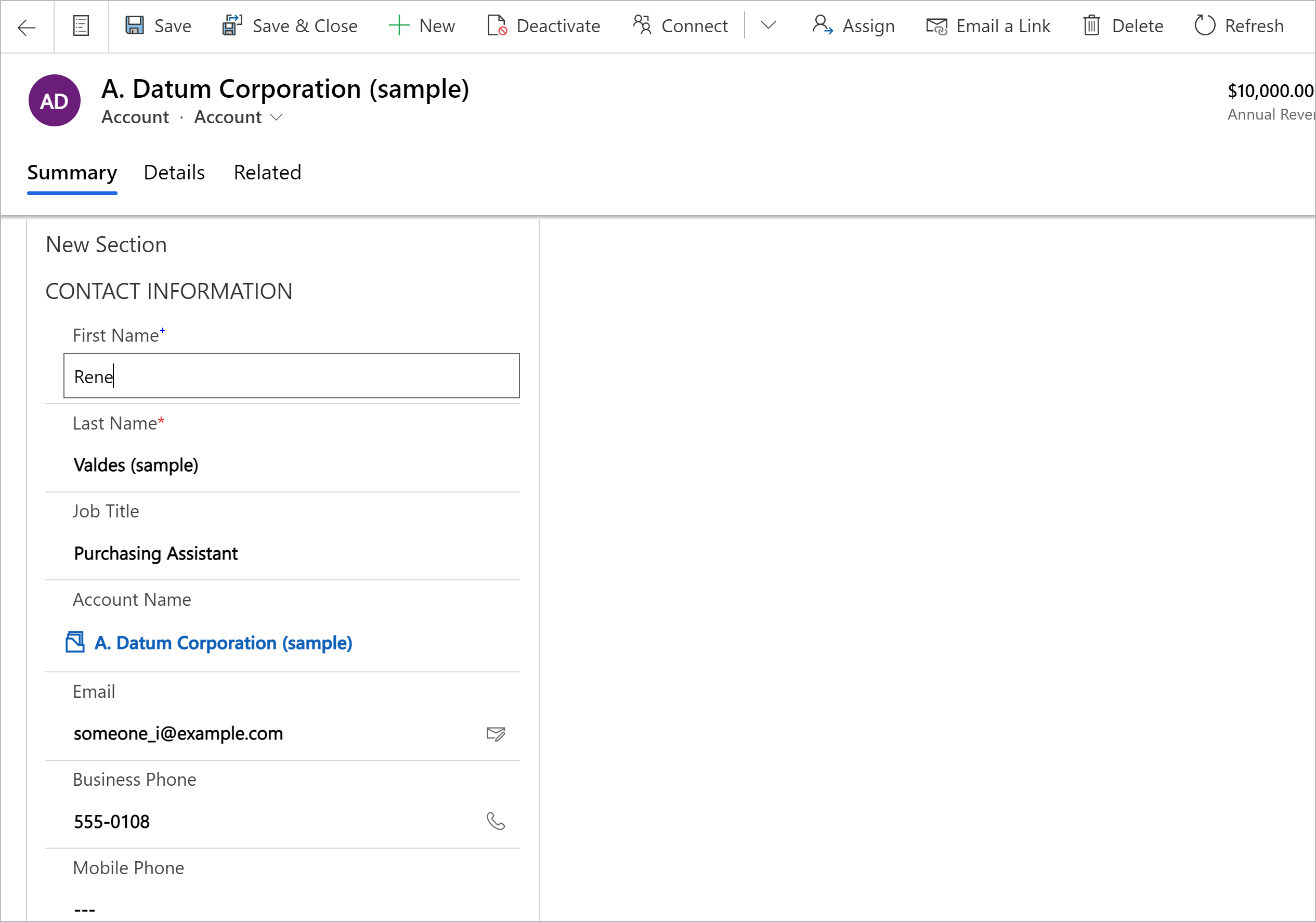 Zu einer vorhandenen Registerkarte hinzugefügtes Formularkomponenten-Steuerelement.