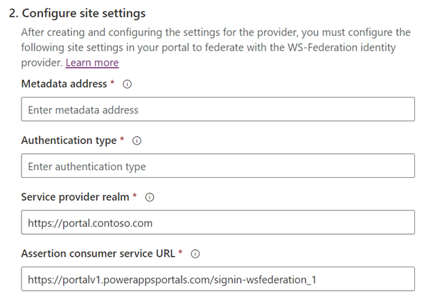 WS-Verbund-Websiteeinstellungen konfigurieren