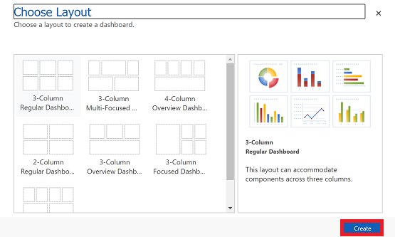 Auswahl des Dashboard-Layouts.