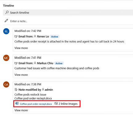Zeigen Sie die Anzahl der Anhänge in einer Notiz auf der Zeitleiste an.