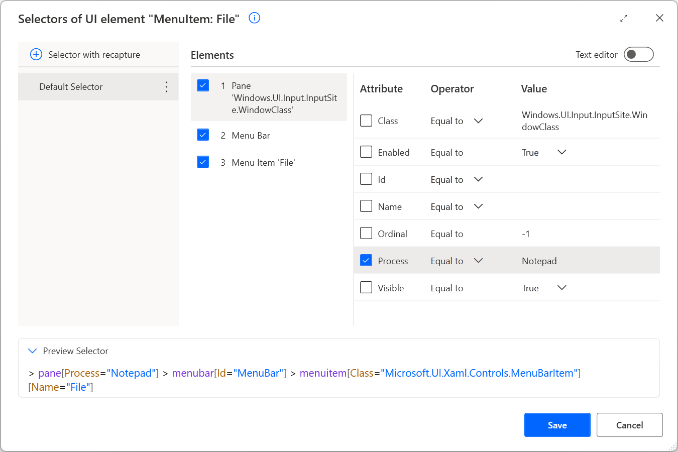 Screenshot einer Auswahl, die die Menüoption „Datei“ in einem Editor-Fenster anzeigt.