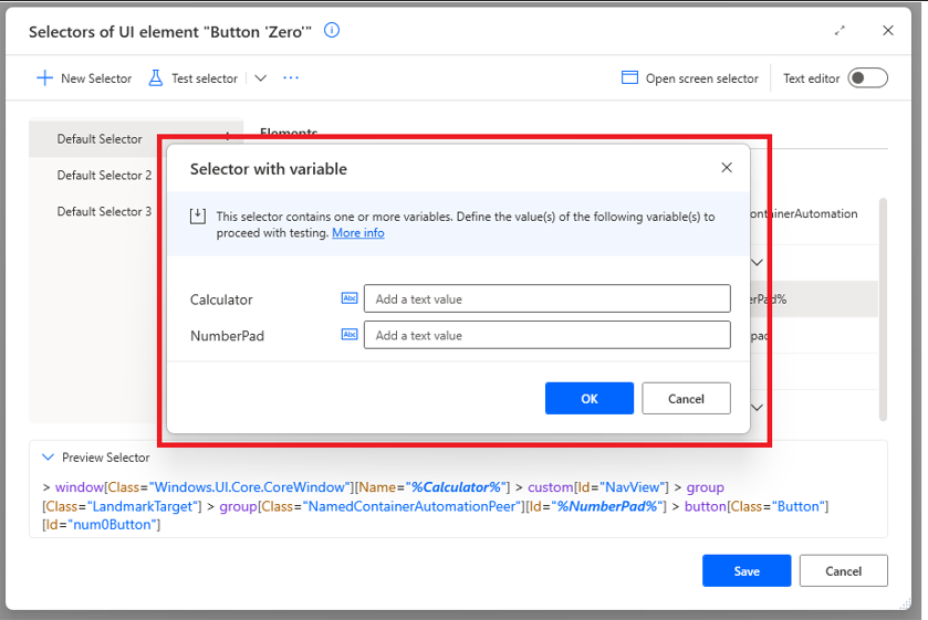 Test-Selektor mit Variable.