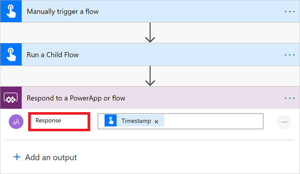 Screenshot einer Antwort eines untergeordneten Flows.