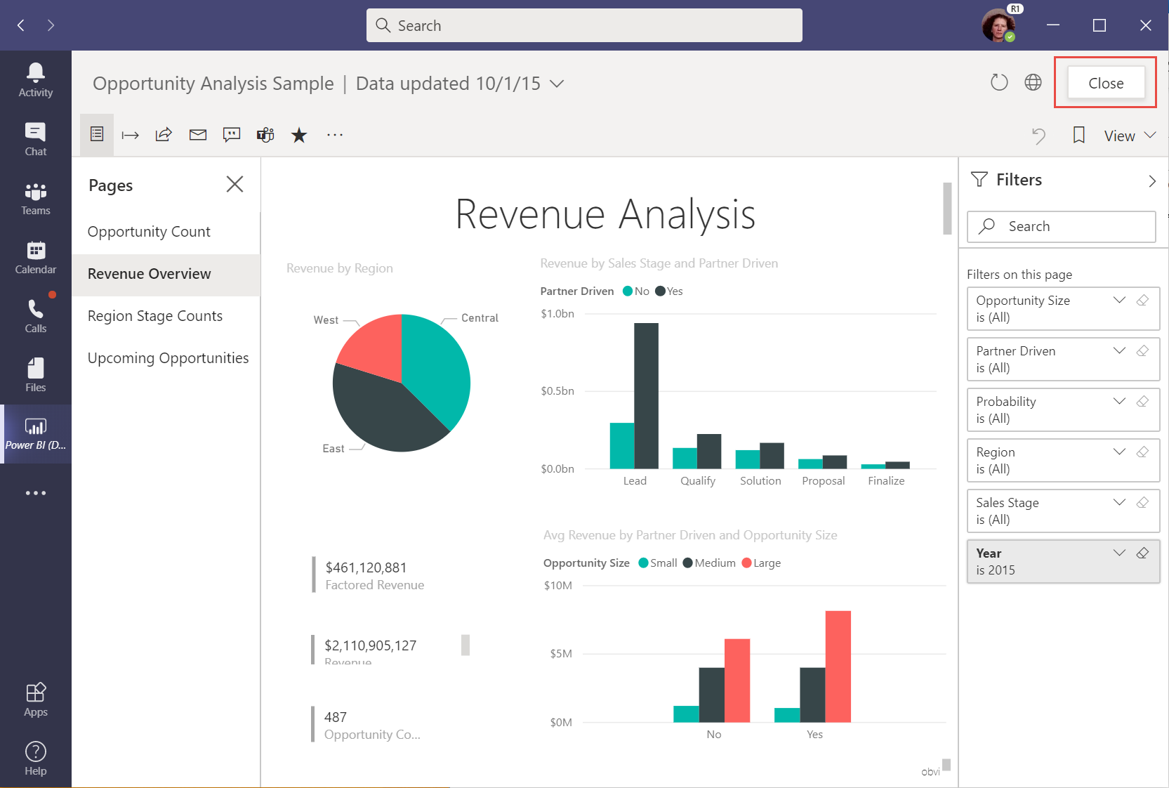 Screenshot des Berichts „Opportunity Analysis Sample