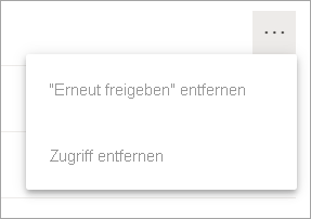 Screenshot: Weitere Optionen, Zugriffsdashboard entfernen.