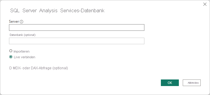 Screenshot: Datenbankfenster von SQL Server Analysis Services.