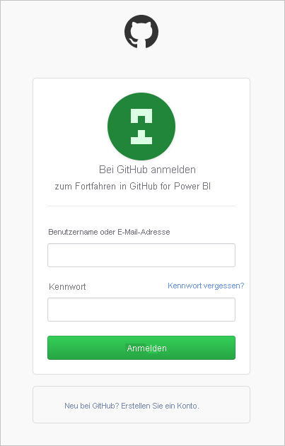 Power BI GitHub authenticate process