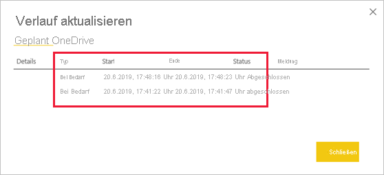 Screenshot: Bildschirm „Aktualisierungsverlauf