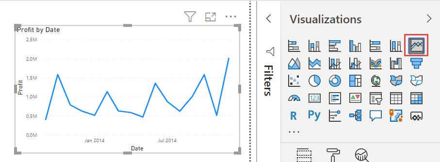 Screenshot: Ändern eines Säulendiagramms in ein Liniendiagramm.