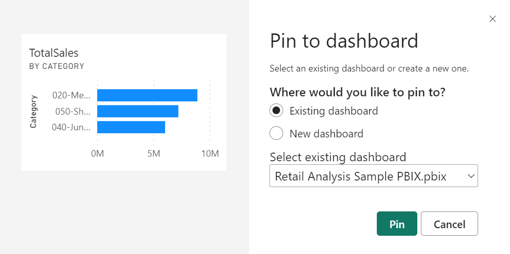 Screenshot: Dialogfeld „An das Dashboard anheften“